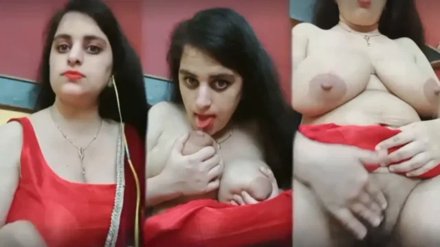Desi Bhabhi Licks Her Own Big Boobs Then Rubs Her Wet Pussy in Viral MMS