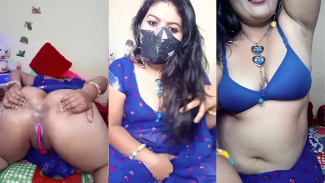 Horny desi bhabhi strips saree, twerks huge asshole and fingers wet pussy