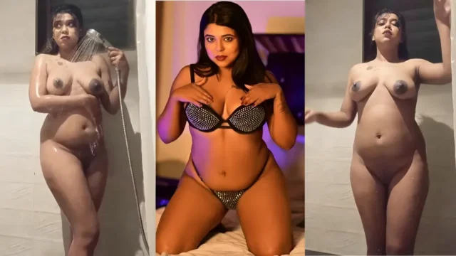 Desi Model Squeezes Huge Tits and Fingers Wet Pussy in Bathroom MMS