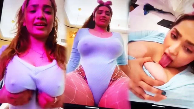 Aditi Mistry Exposed Live Nipple Sucking in Tight Blue Top