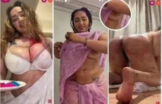 Aditi Mistry Nude Holi Live - Messy Color on Her Big Boobs and Round Ass