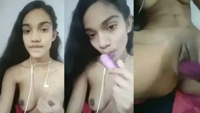 Desi Girlfriend Naked and Fucking Her Wet Pussy with a Brinjal Dildo
