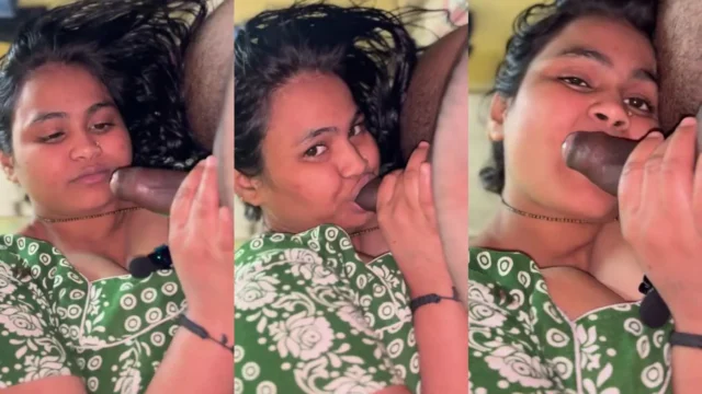 Chubby Desi Aunty Gives Sloppy Blowjob in Green Nighty MMS