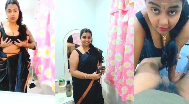 MMS of Tamil Aunty Giving Sloppy Blowjob With Huge Tits Out
